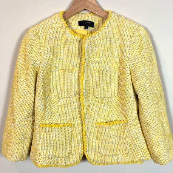 Talbots Jackets & Blazers - Talbots Yellow Tweed Cropped Blazer 6P